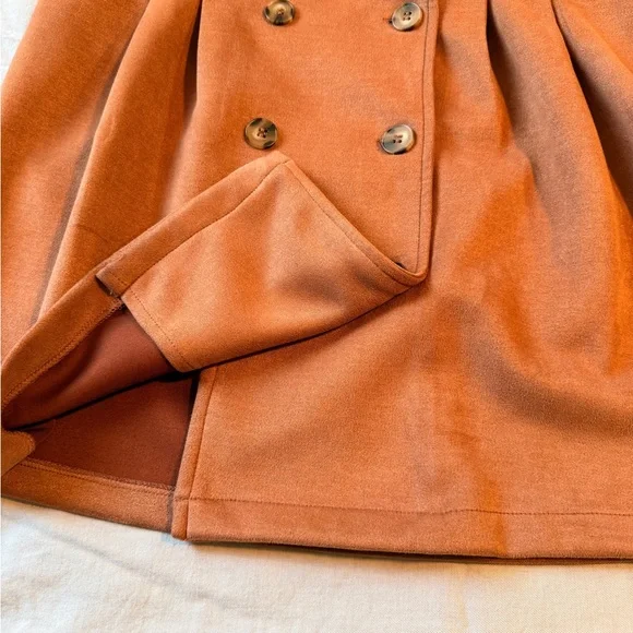 Haute Monde Dark Academia Library Core Orange Suede Feel Skirt - Picture 5 of 10